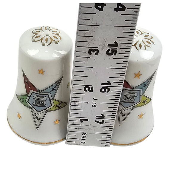 Vtg Order of the Eastern Star OES Temple Treasures Toothpick Holder Shaker Set - Picture 12 of 13